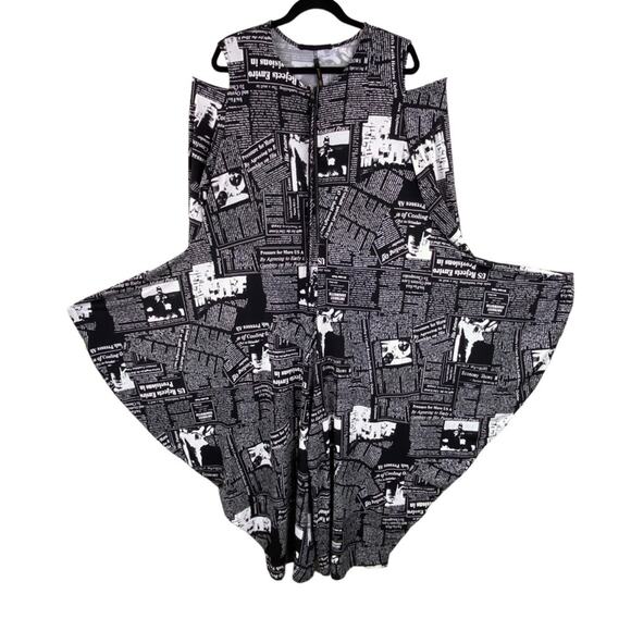 IC by Connie K Art to Wear Jump Suit Size XL Newspaper Print Funky - Picture 3 of 12